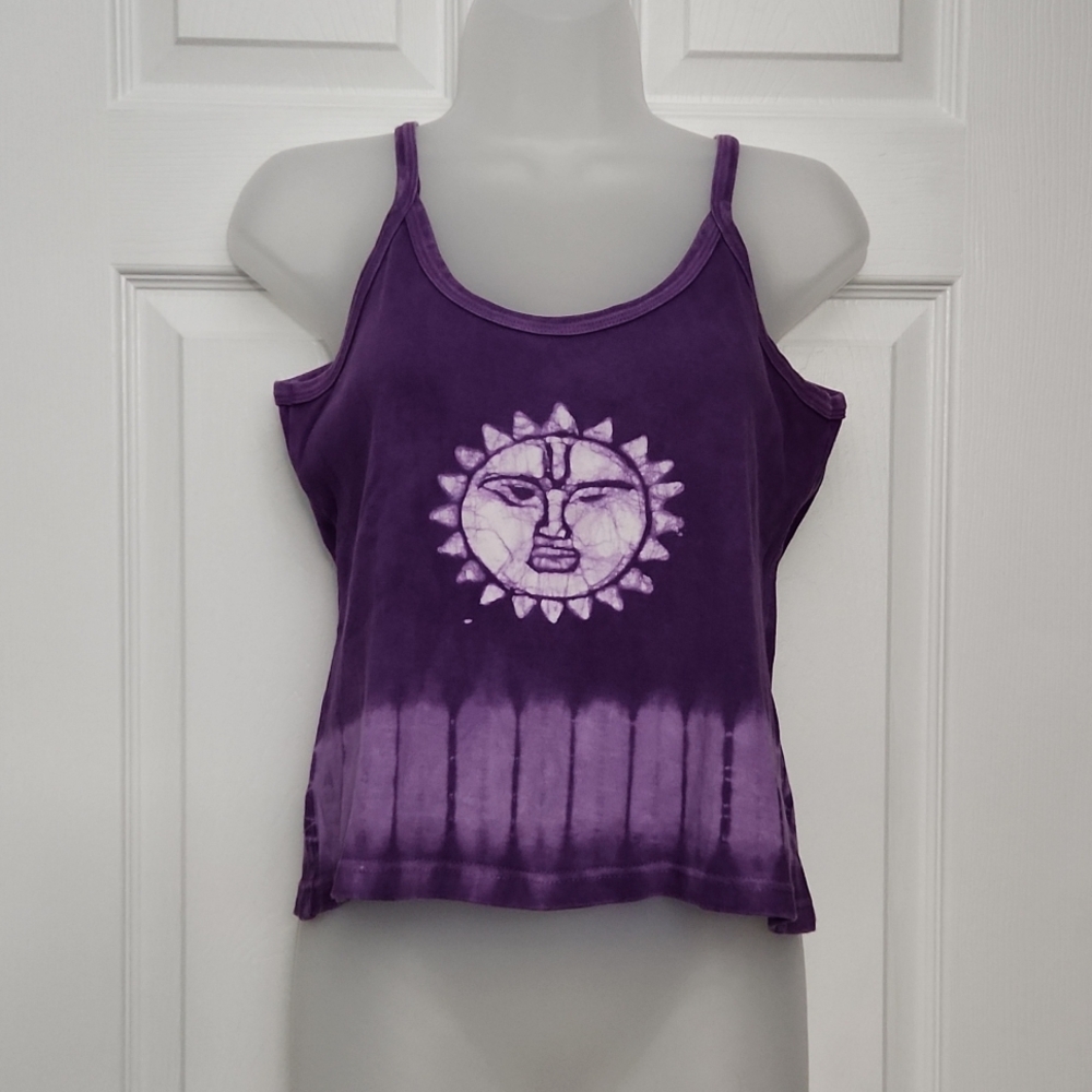 Windhorse Vintage Sun Tie Dye Purple Tank, Small